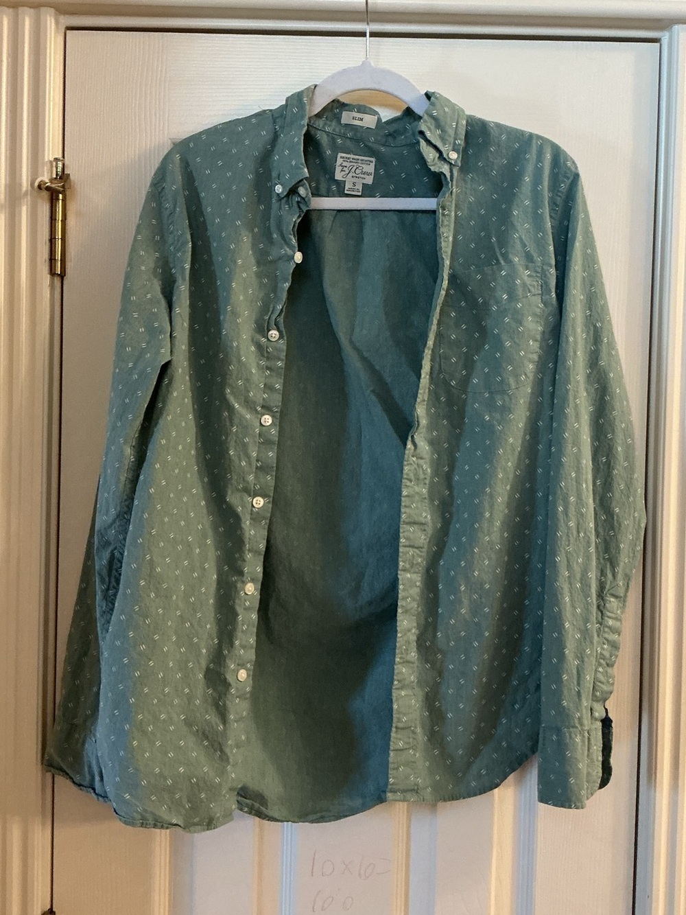 J. Crew Teal Button-Down Shirt with Subtle Dot Print